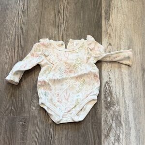 Soft Pastel Floral Long-Sleeve Baby One-Piece Bodysuit